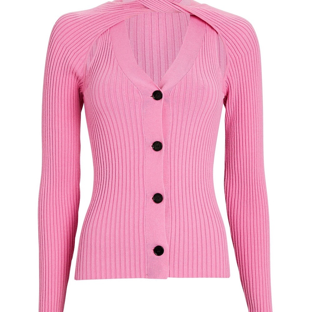 WYNN HAMLYN
Loop Neck Rib Knit Cardigan
XS